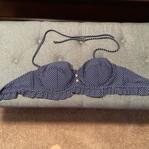 Xhilaration XL Navy Polka Dot Bikini Top with Ruffles